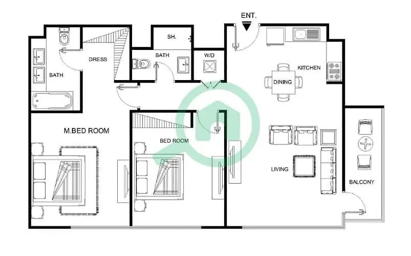 Apartment Full Luxury In This 2 Bedroom With Skycraper Views Dubai
